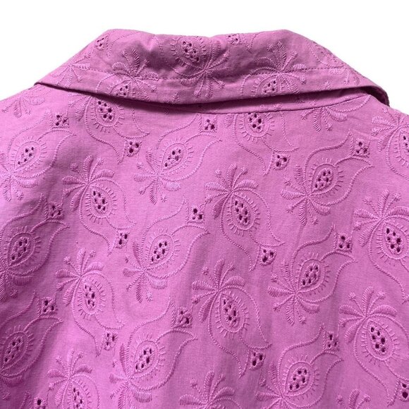 DENIM & CO. Jacket Size Large Purple Lilac Embroidered Blazer Cotton NWT - Picture 6 of 11